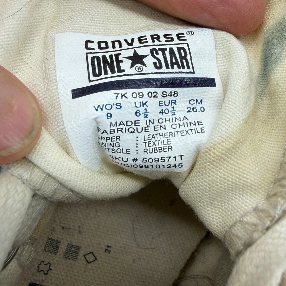 Converse One Star Sneakers Womens 9 Low Top Cream Navy Blue 509571T